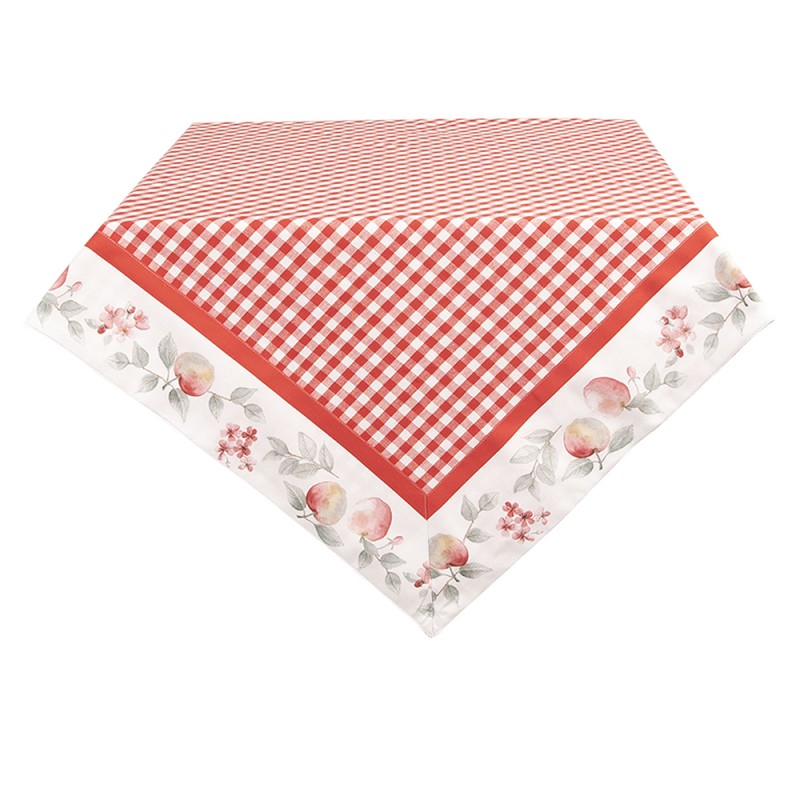 Clayre & Eef Tablecloth 130x180 cm White Red Cotton Rectangle Apple