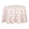 Clayre & Eef Tablecloth Ø 170 cm White Red Cotton Round Apple