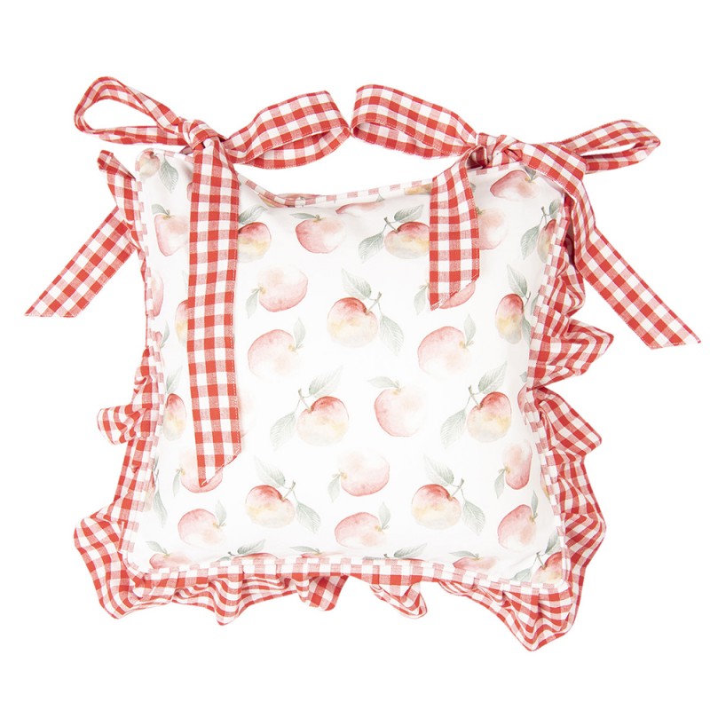Clayre & Eef Chair Cushion Cover 40x40 cm White Red Cotton Square Apples