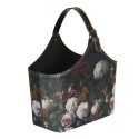 Clayre & Eef Handtas Dames  29x14x26 cm Zwart Papier Rechthoek Bloemen