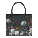 Clayre & Eef Women's Handbag 26x12x26/35 cm Black Paper Rectangle Flowers
