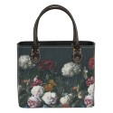 Clayre & Eef Handtas Dames  26x12x26/35 cm Zwart Papier Rechthoek Bloemen