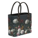 Clayre & Eef Women's Handbag 26x12x26/35 cm Black Paper Rectangle Flowers
