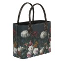 Clayre & Eef Sac à main pour femmes 26x12x26/35 cm Noir Papier Rectangle Fleurs