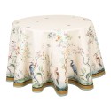 Clayre & Eef Tablecloth Ø 170 cm Beige Green Cotton Round Tropical Pattern