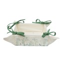 Clayre & Eef Bread Basket 35x35x8 cm Beige Green Cotton Tropical Pattern