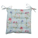 Clayre & Eef Chair Cushion Cover 40x40 cm Blue Green Cotton Square Flowers