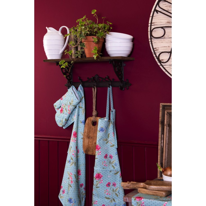 Clayre & Eef Tea Towel  50x70 cm Blue Green Cotton Rectangle Flowers