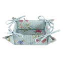 Clayre & Eef Cestino del pane 35x35x8 cm Blu Verde Cotone Fiori