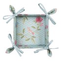 Clayre & Eef Corbeille à pain 35x35x8 cm Bleu Vert Coton Fleurs