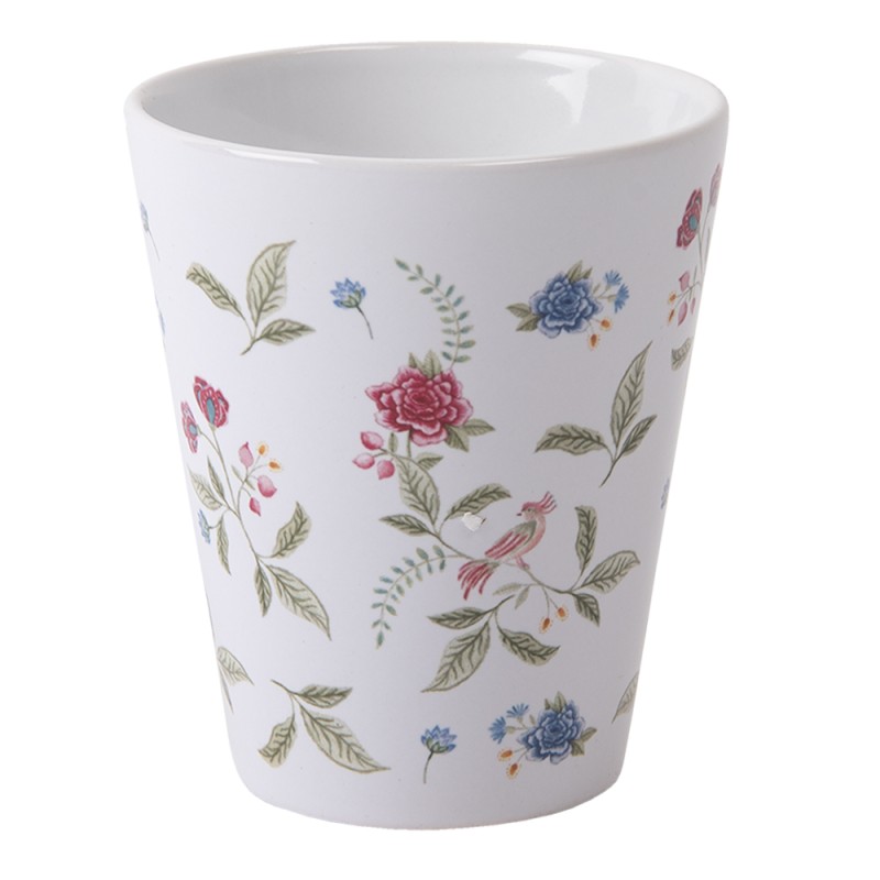 Clayre & Eef Mug 300 ml Blanc Bleu Céramique Fleurs