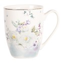 Clayre & Eef Tasse 360 ml Weiß Blau Porzellan Rund Blumen