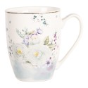 Clayre & Eef Mug 360 ml White Blue Porcelain Round Flowers
