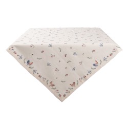 Clayre & Eef Tovaglia 130x180 cm Beige Blu  Cotone Quadrato Pollo e gallo