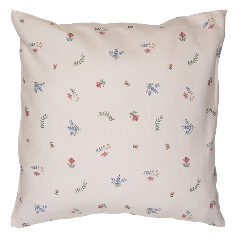 Clayre & Eef Cushion Cover 40x40 cm Beige Blue Cotton Square Chicken and Rooster