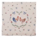 Clayre & Eef Housse de coussin 40x40 cm Beige Bleu Coton Carré Poulet et coq