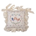 Clayre & Eef Chair Cushion Cover 40x40 cm Beige Blue Cotton Square Chicken and Rooster
