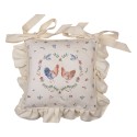 Clayre & Eef Kussenhoes Stoelkussen  40x40 cm Beige Blauw Katoen Vierkant Kip en Haan