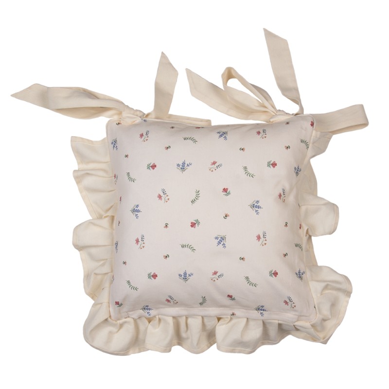 Clayre & Eef Housse de coussin pour coussin de chaise 40x40 cm Beige Bleu Coton Carré Poulet et coq