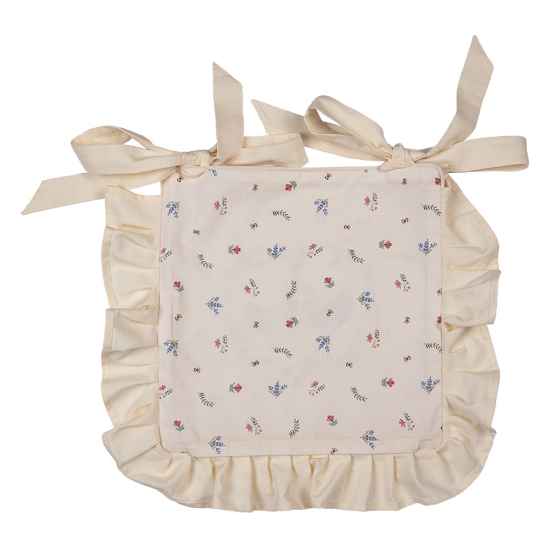 Clayre & Eef Federa per cuscino sedile 40x40 cm Beige Blu  Cotone Quadrato Pollo e gallo