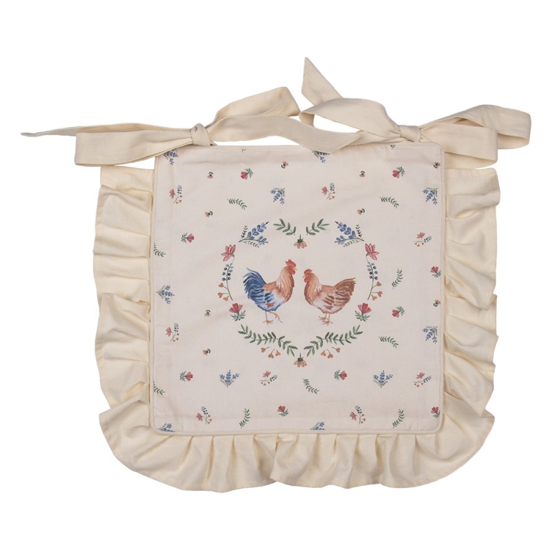 Clayre & Eef Housse de coussin pour coussin de chaise 40x40 cm Beige Bleu Coton Carré Poulet et coq