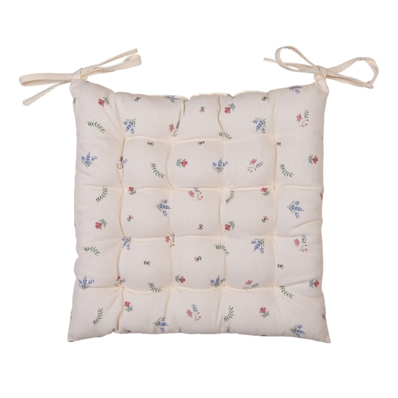 Clayre & Eef Coussin de chaise en mousse 40x40 cm Beige Bleu Coton Carré Poulet et coq