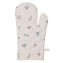 Clayre & Eef Oven Mitt 18x30 cm Beige Blue Cotton Chicken and Rooster