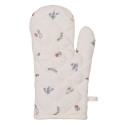 Clayre & Eef Oven Mitt 18x30 cm Beige Blue Cotton Chicken and Rooster