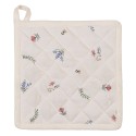 Clayre & Eef Pot Holder 20x20 cm Beige Blue Cotton Square Chicken and Rooster