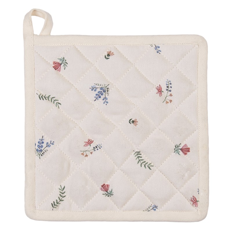 Clayre & Eef Manique 20x20 cm Beige Bleu Coton Carré Poulet et coq