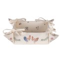 Clayre & Eef Bread Basket 35x35x8 cm Beige Blue Cotton Square Chicken and Rooster