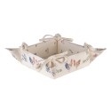 Clayre & Eef Bread Basket 35x35x8 cm Beige Blue Cotton Square Chicken and Rooster