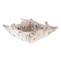 Clayre & Eef Bread Basket 35x35x8 cm Beige Blue Cotton Square Chicken and Rooster