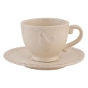 Clayre & Eef Tasse et soucoupe 200 ml Beige Céramique Rond Poulet