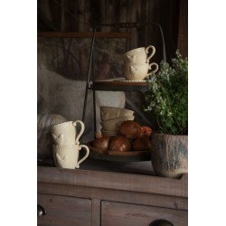 Clayre & Eef Cup and Saucer 200 ml Beige Ceramic Round Chicken