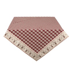 Clayre & Eef Tablecloth 100x100 cm Red Beige Cotton Square Diamond and Deer
