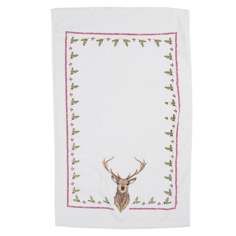 Clayre & Eef Guest Towel 40x66 cm Beige Brown Cotton Rectangle Deer