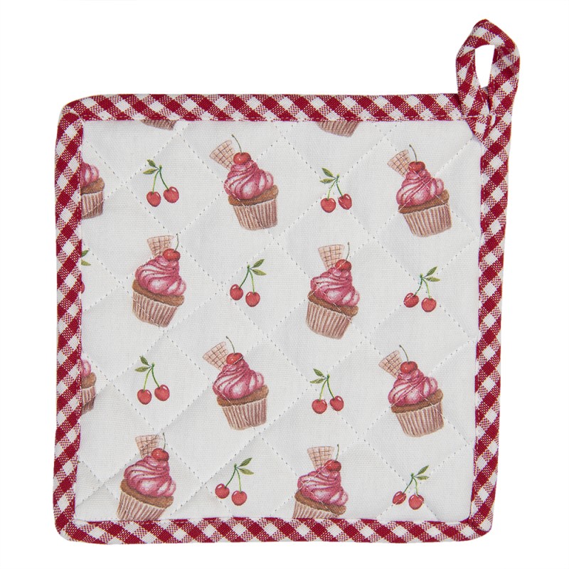 Clayre & Eef Manique 20x20 cm Rouge Blanc Coton Carré Cupcakes