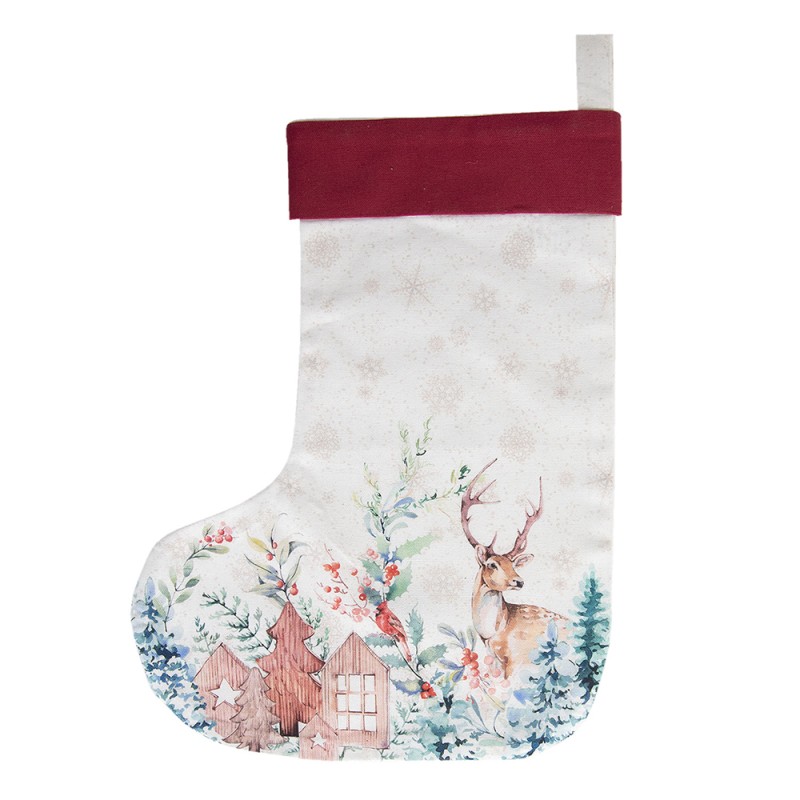 Clayre & Eef Calze di Natale 30x40 cm Bianco Rosso  Cotone