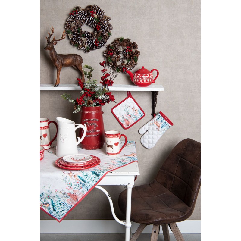 Clayre & Eef Kerstsok  30x40 cm Wit Rood Katoen