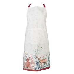 Clayre & Eef Tablier de cuisine 70x85 cm Blanc Rouge Coton Cerf