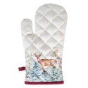 Clayre & Eef Manique de four 18x30 cm Blanc Rouge Coton Cerf