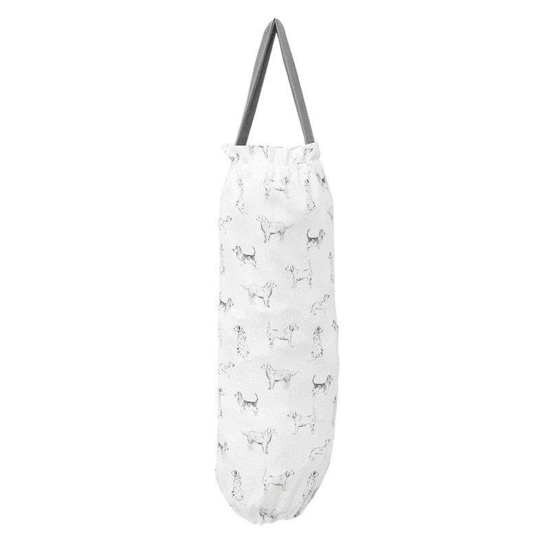 Clayre & Eef Bag Organizer 21x46 cm Grey White Cotton Dachshund