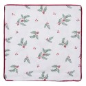 Clayre & Eef Cushion Cover 40x40 cm White Red Cotton Square Deer Holly Leaves