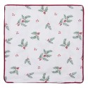 Clayre & Eef Housse de coussin 40x40 cm Blanc Rouge Coton Carré Cerf feuilles de houx