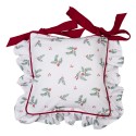 Clayre & Eef Chair Cushion Cover 40x40 cm White Red Cotton Square Holly Leaves