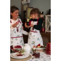 Clayre & Eef Kitchen Apron 70x85 cm White Red Cotton Deer Holly Leaves
