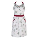 Clayre & Eef Kitchen Apron 70x85 cm White Red Cotton Holly Leaves