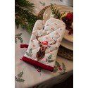 Clayre & Eef Kids' Oven Mitt 12x21 cm White Red Cotton Deer Holly Leaves