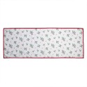 Clayre & Eef Christmas Table Runner 50x140 cm White Red Cotton Rectangle Holly Leaves